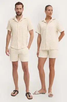 OAS pantaloni scurti din bumbac culoarea bej imagine