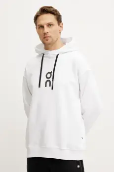 ON running bluza Club barbati, culoarea alb, cu gluga, cu imprimeu, 1ME10030069 imagine