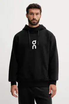 ON running bluza Club culoarea negru, cu gluga, cu imprimeu, 1ME10030553 imagine