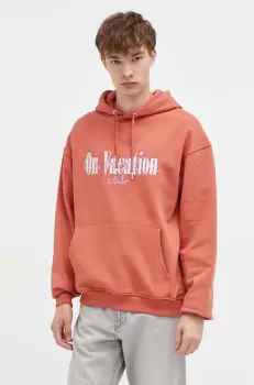 On Vacation bluza barbati, culoarea portocaliu, cu gluga, cu imprimeu imagine