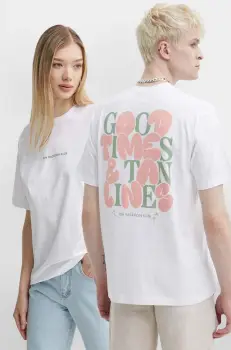 On Vacation tricou din bumbac Bubbly culoarea alb, cu imprimeu, OVC T147 imagine