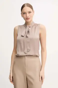 OUI bluza culoarea bej, uni, 89112 imagine