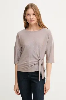 OUI bluza culoarea bej, uni, 93869 imagine