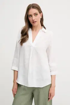 OUI bluza din in culoarea alb, neted, 92941 imagine