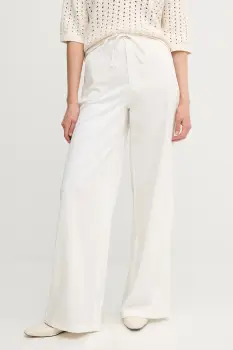 OUI pantaloni culoarea alb, lat, high waist, 92027 imagine