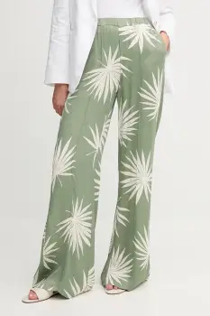 OUI pantaloni culoarea verde, drept, high waist, 92813 imagine