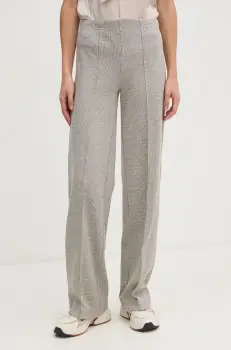 OUI pantaloni femei, culoarea bej, drept, high waist, 88767 imagine