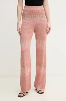 OUI pantaloni femei, culoarea roz, drept, high waist, 92116 imagine