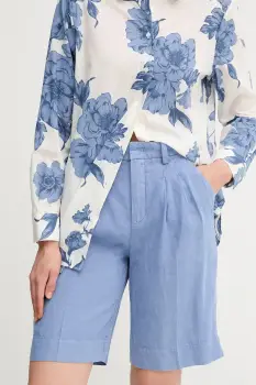 OUI pantaloni scurti din in neted, high waist, 92922 imagine