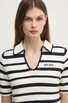 OUI pulover de bumbac culoarea bej, 91946 imagine