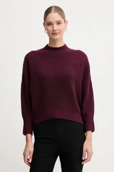 OUI pulover din amestec de lana culoarea bordo, cu guler, 94268 imagine