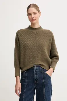 OUI pulover din amestec de lana culoarea verde, cu guler, 94268 imagine