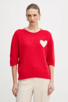 OUI pulover din amestec de lana de alpaca culoarea rosu, 95988 imagine