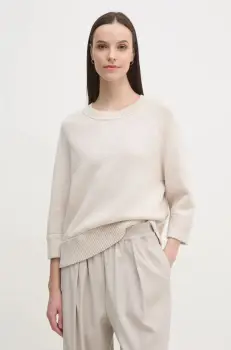 OUI pulover femei, culoarea bej, calduros, 90800 imagine
