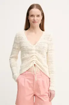 OUI pulover femei, culoarea bej, calduros, 92216 imagine