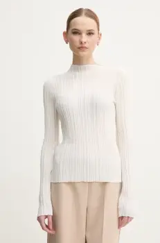 OUI pulover femei, culoarea bej, light, cu turtleneck, 92224 imagine