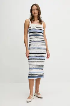 OUI rochie culoarea alb, midi, drept, 93053 imagine