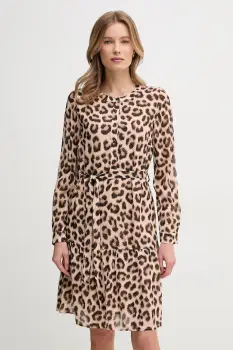 OUI rochie culoarea bej, midi, dreapta, 91807 imagine