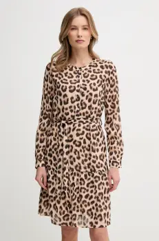 OUI rochie culoarea bej, midi, drept, 91807 imagine