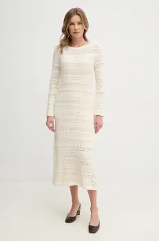 OUI rochie culoarea bej, midi, drept, 92408 imagine