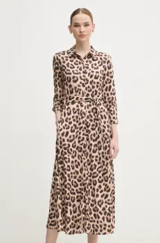 OUI rochie culoarea bej, midi, evazati, 92524 imagine