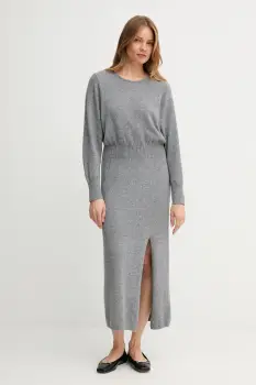 OUI rochie din lana culoarea gri, maxi, mulata, 94484 imagine