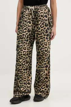 P.E Nation pantaloni de bumbac culoarea maro, lat, high waist, 253P147 imagine