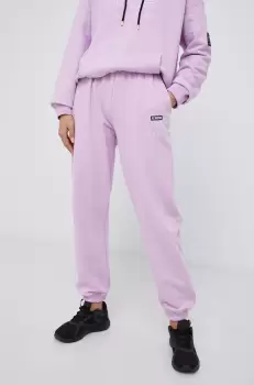P.E Nation Pantaloni de bumbac femei, culoarea violet, material neted imagine