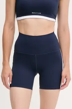 P.E Nation pantaloni scurti de antrenament Highgate 5 culoarea bleumarin, cu imprimeu, high waist, 252S087 imagine