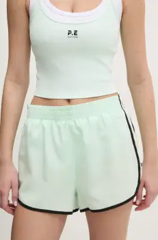 P.E Nation pantaloni scurti de antrenament Preset culoarea alb, cu imprimeu, high waist, 243S252 imagine