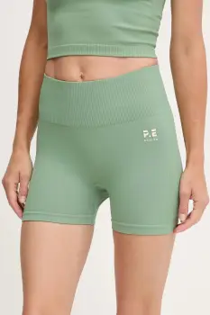 P.E Nation pantaloni scurti de antrenament Solace Seamless 3 culoarea turcoaz, uni, high waist, 244S223 imagine