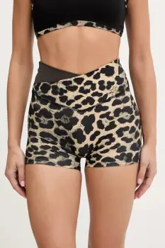 P.E Nation pantaloni scurti de antrenament Wander 3 culoarea maro, cu imprimeu, high waist, 254S038 imagine