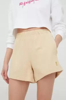 P.E Nation pantaloni scurti din bumbac femei, culoarea bej, neted, high waist imagine