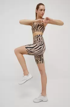 P.E Nation pantaloni scurti femei, culoarea bej, modelator, high waist imagine