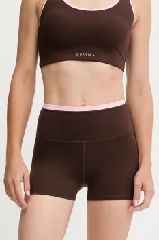 P.E Nation pantaloni scurti Vita culoarea verde, cu imprimeu, high waist, 243S432 imagine