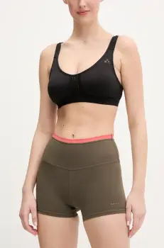 P.E Nation pantaloni scurti Vita femei, culoarea verde, cu imprimeu, high waist, 243S432 imagine