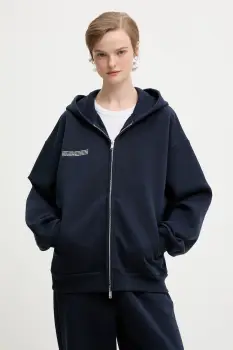 Pangaia hanorac de bumbac culoarea bleumarin, cu gluga, uni, 10002675 imagine