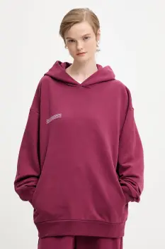 Pangaia hanorac de bumbac culoarea bordo, cu gluga, uni, 10000180 imagine