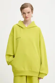 Pangaia hanorac de bumbac culoarea verde, cu gluga, uni, 10000180 imagine