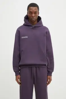 Pangaia hanorac de bumbac culoarea violet, cu gluga, cu imprimeu, 10001740 imagine