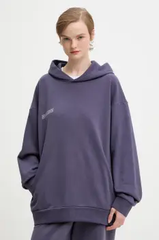 Pangaia hanorac de bumbac culoarea violet, cu gluga, uni, 10000180 imagine