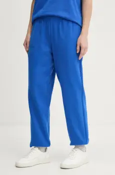 Pangaia pantaloni de trening din bumbac culoarea albastru marin, neted imagine