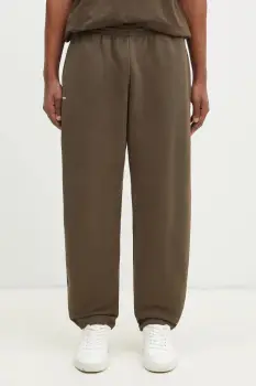 Pangaia pantaloni de trening din bumbac culoarea verde, neted, 10001759 imagine