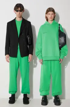 Pangaia pantaloni de trening din bumbac culoarea verde, uni imagine