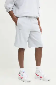 Pangaia pantaloni scurti din bumbac culoarea gri, neted imagine