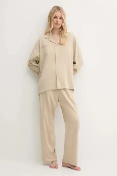 Pangaia pijamale de bumbac culoarea bej, bumbac, 10002462 imagine
