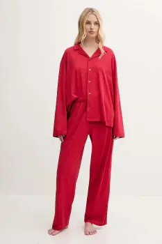 Pangaia pijamale de bumbac culoarea rosu, bumbac, 10002462 imagine