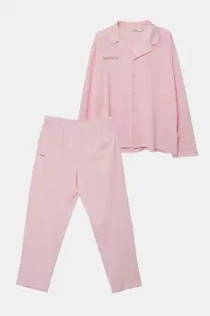 Pangaia pijamale de bumbac culoarea roz, bumbac, 10002462 imagine