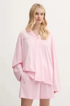 Pangaia pijamale de bumbac culoarea roz, bumbac, 10002463 imagine