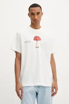 Pangaia tricou din bumbac culoarea alb, cu imprimeu, 10002601 imagine